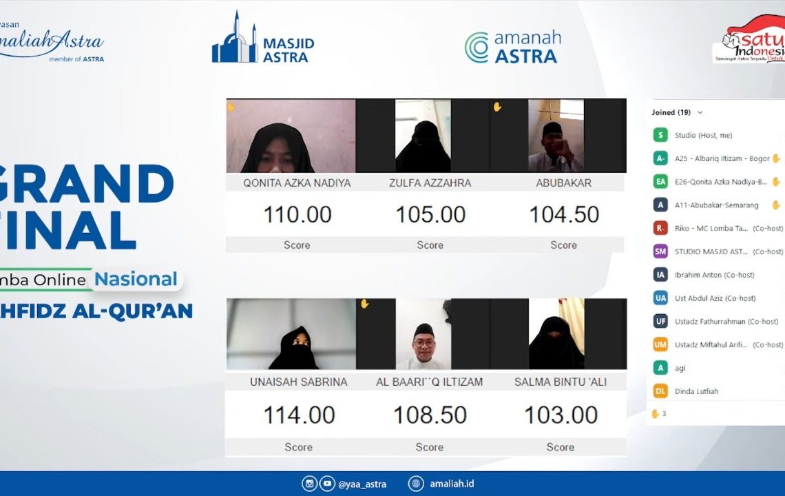 1.500 Penghafal Qur’an Ikuti Lomba Tahfidz Nasional Online Yayasan Amaliah Astra