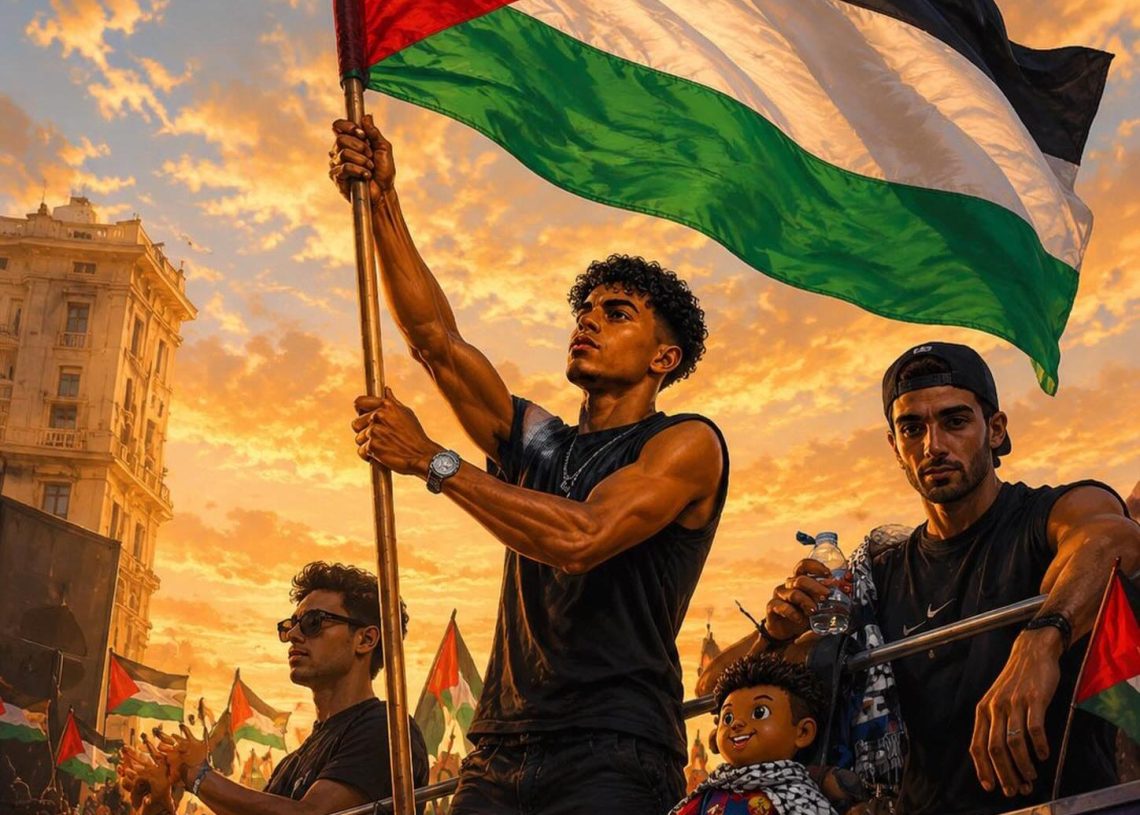 Tunjukkan Solidaritas, Yamine Yamal Kibarkan Bendera Palestina di Perayaan Barca Juara Liga Spanyol