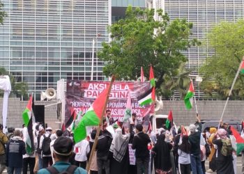 KITA Palestina Gelar Aksi Palestina di Depan Kedubes AS, Serukan Penghentian Agresi Israel